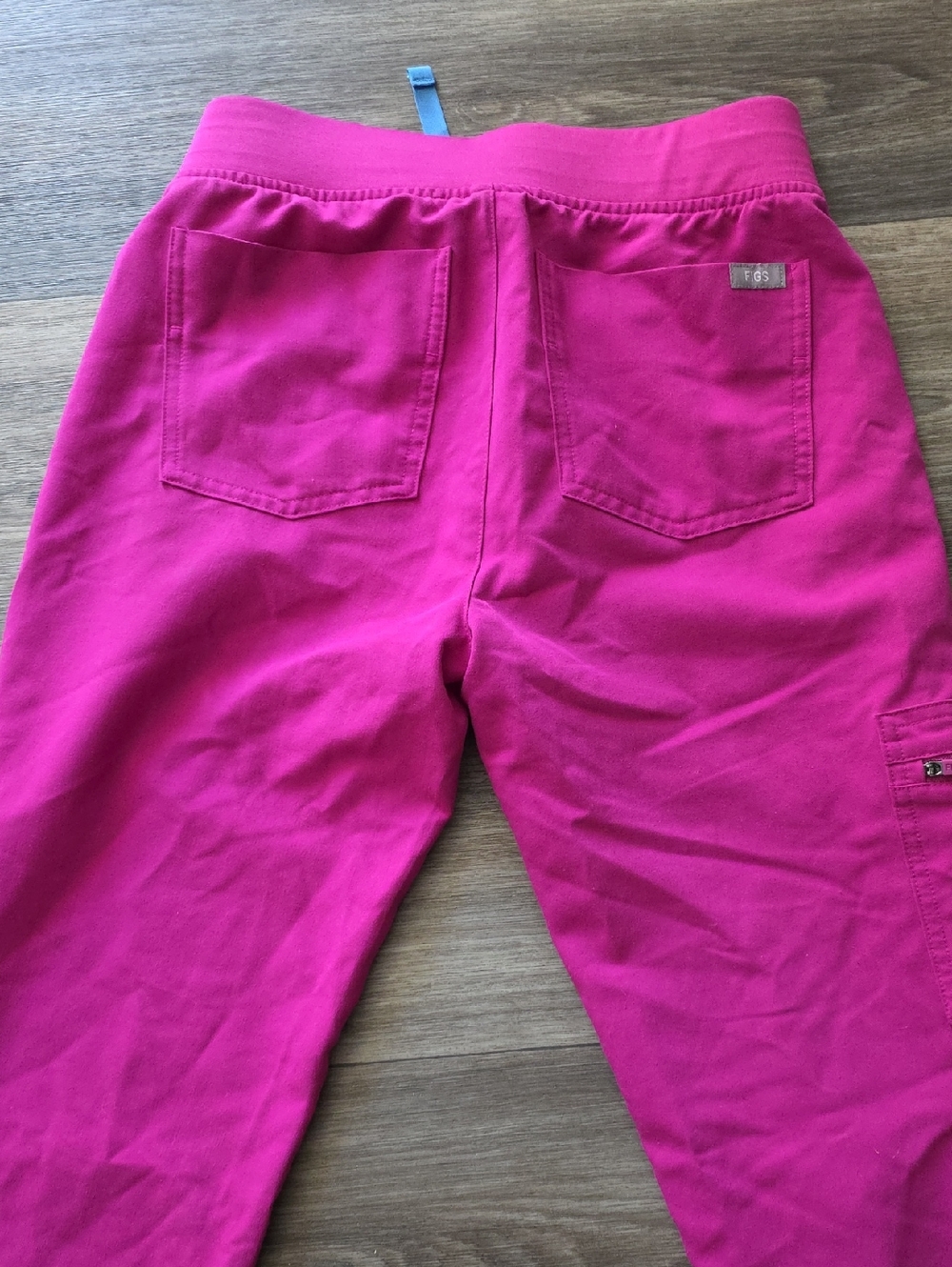 Figs Girls Hot Pink Jogger Pants with Blue Drawstring - Picture 7 of 9
